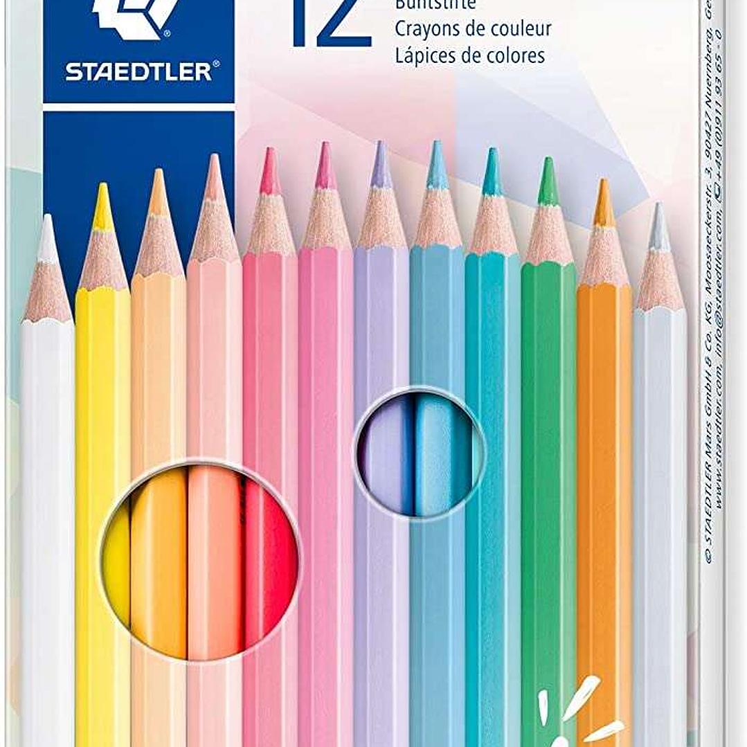 Staedtler 146C Pack de 12 Lapices de Colores Pastel Hexagonales - Mina Suave - Resistencia a la Rotura - Colores Surtidos 1