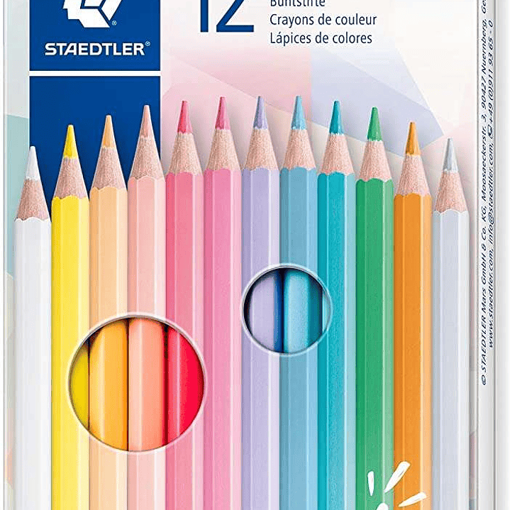 Staedtler 146C Pack de 12 Lapices de Colores Pastel Hexagonales - Mina Suave - Resistencia a la Rotura - Colores Surtidos 1