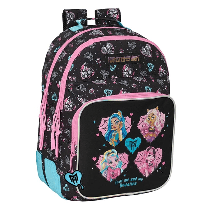 Safta Monster High Mochila con 2 Compartimentos - Antirozaduras - Adaptable a Carro - Bolsillo Frontal - Portabotellas - Tirador Doble - Hombreras Erg 1