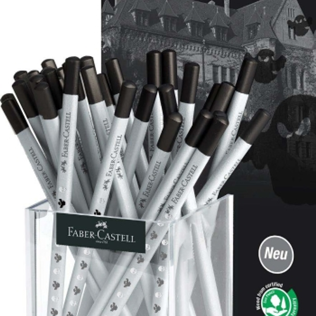 Faber-Castell Expositor con 36 Lapices de Grafito HB Diseño Halloween - Mina Resistente a la Rotura - Cuerpo Decorado con Calaveras y Fantasmas 1