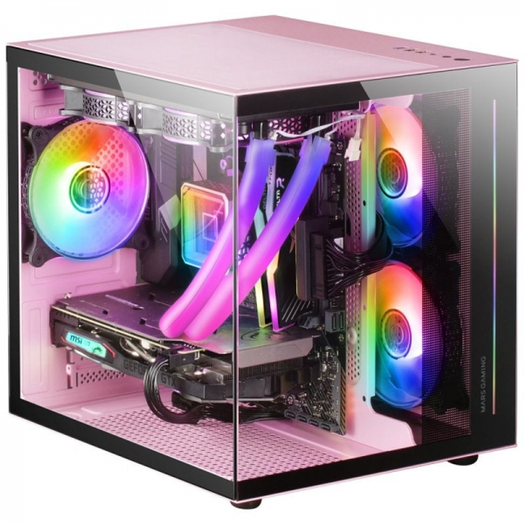 Mars Gaming MC-VIEW Minitorre Gaming Custom Premium - Cristal Templado - Estructura Modular - Soporte 7 Ventiladores - Compatible MicroATX/Mini-ITX -  1