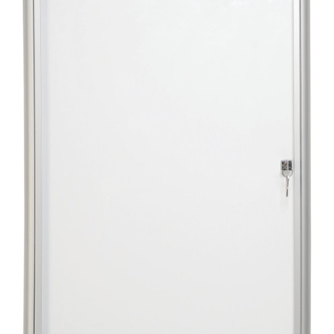 Bi-Office Vitrina para Anuncios o Carteles - Puerta Abatible con Cerradura - Tamaño 35.7 x 49cm - Superficie de Acero Lacado Magnetico - Color Alumini 1