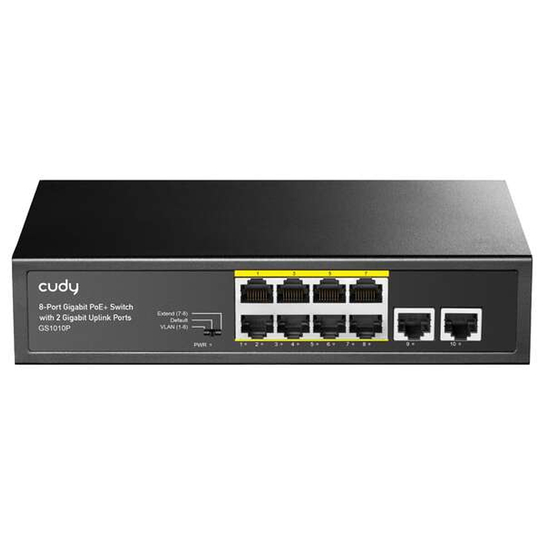 Cudy GS1010P Switch Gigabit PoE+ de 8 Puertos con 2 Puertos de Enlace Ascendente Gigabit 1