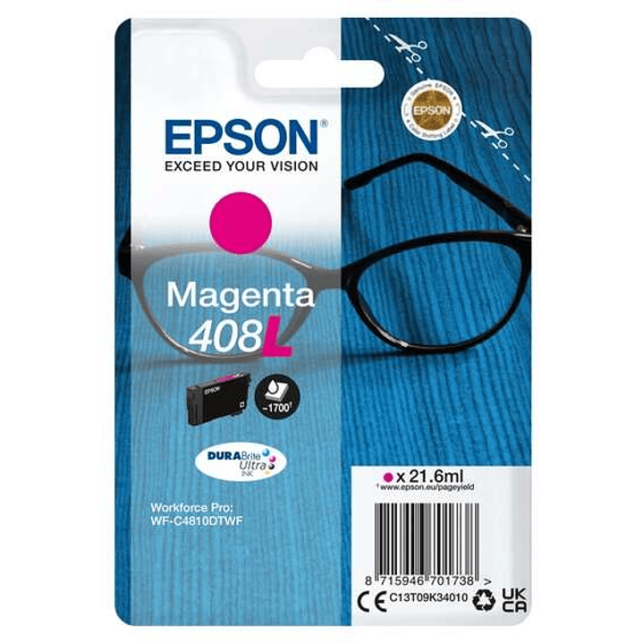 Epson 408L Magenta Cartucho de Tinta Original - C13T09K34010 1