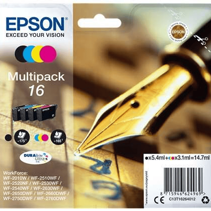 Epson T1626 Pack de 4 Cartuchos de Tinta Originales - C13T16264012 1