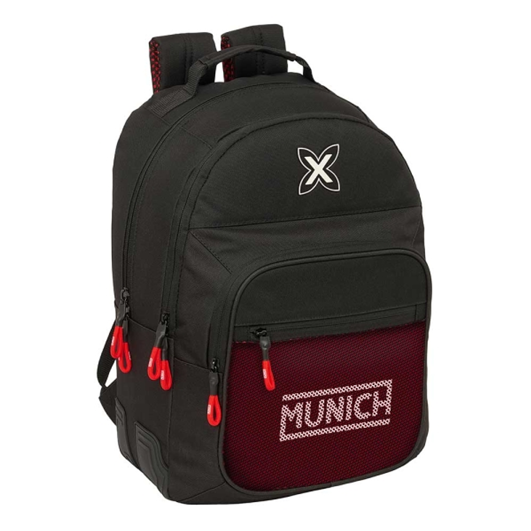 Safta Munich Vulcan Mochila con 2 Compartimentos - Cantoneras Antirozaduras - Adaptable a Carro - Portabotellas - Tirador Doble - Asa Forrada - 20L -  1