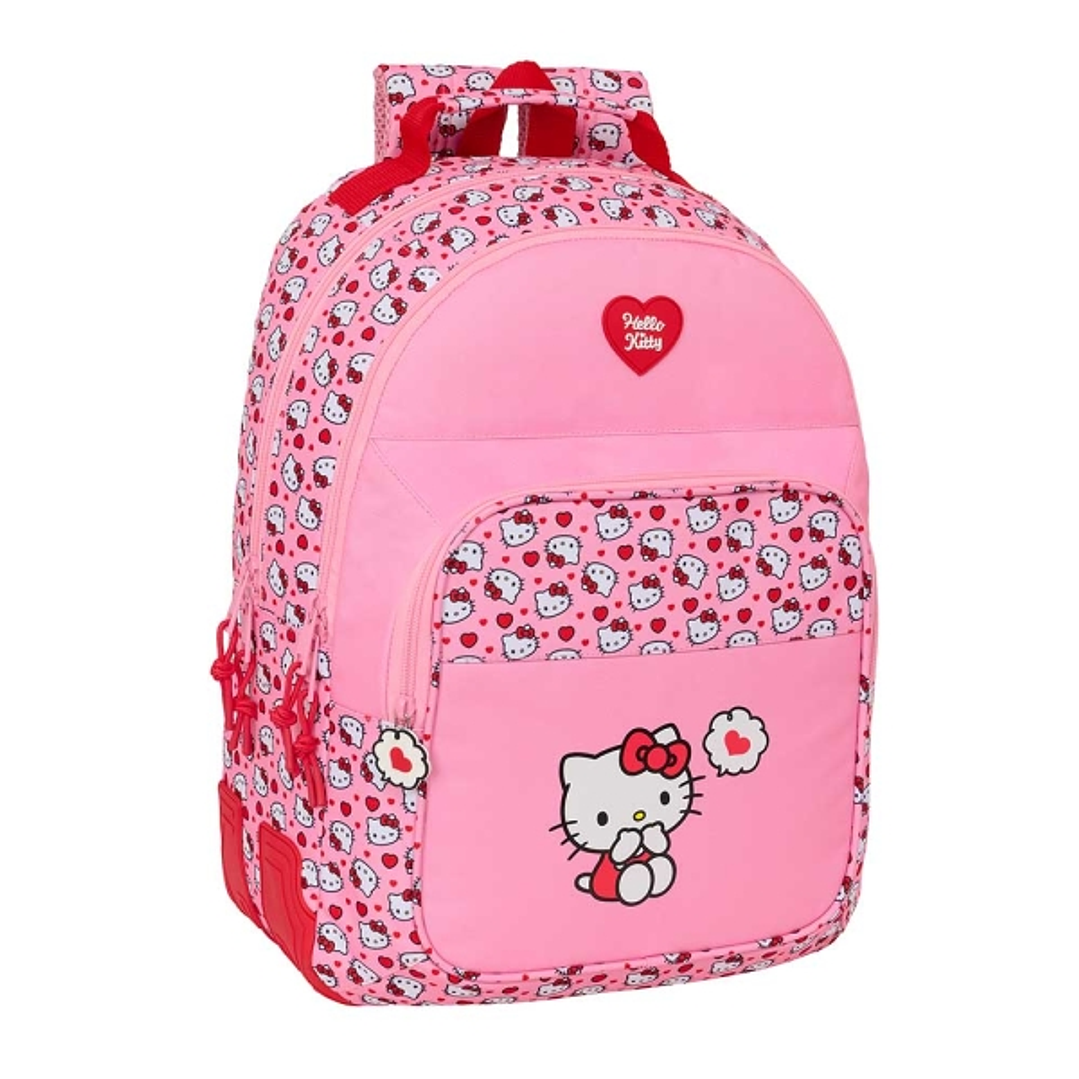 Safta Hello Kitty Mochila con 2 Compartimentos - Antirozaduras - Adaptable a Carro - Bolsillo Frontal - Portabotellas - Tirador Doble - Hombreras Ergo 1