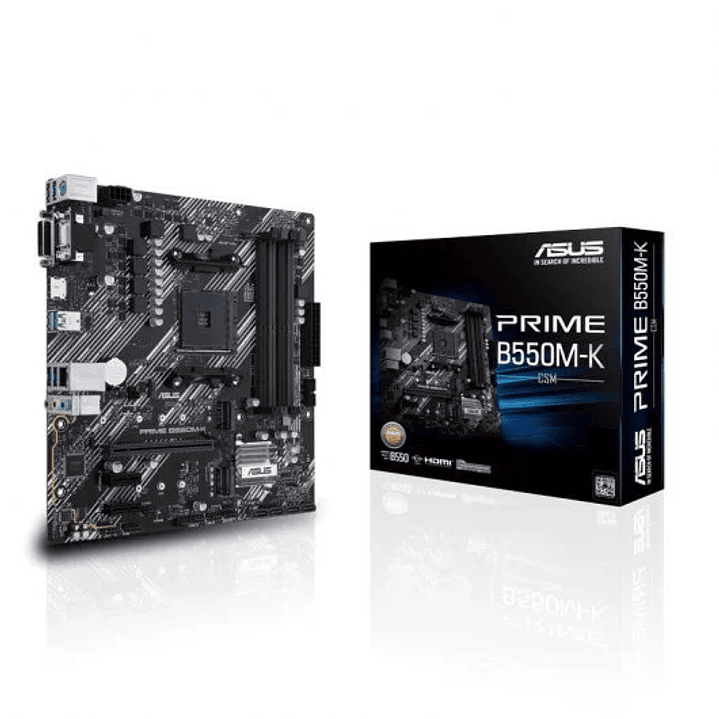 Asus Prime B550M-K Placa Base AMD Dual M.2, PCIe 4.0, 1 Gb Ethernet, HDMI, D-Sub, DVI, SATA 6 Gbps, USB-A 3.2 Gen 2 1