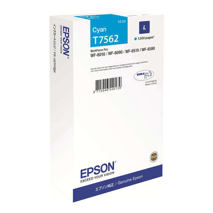 Epson T7562 Cyan Cartucho de Tinta Original - C13T756240/C13T75624N 1