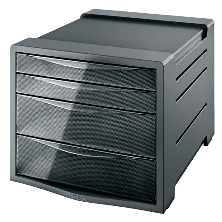 Esselte Intego Buc de 4 Cajones - 2 Medidas de Cajon - Deslizamiento Suave - Base con Goma Antideslizante - Color Gris 1