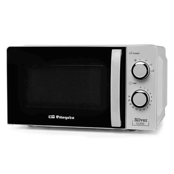 Orbegozo Mi 2118 Microondas - Capacidad 20L - Potencia 700W - 6 Niveles de Potencia - Temporizador 30min - Color Plata 1