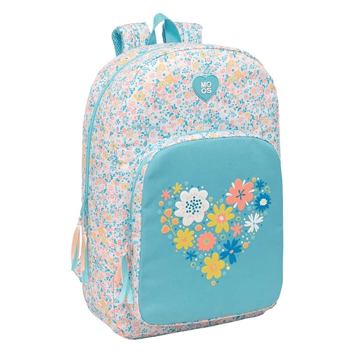Safta Moos Fiori Mochila Adaptable a Carro - Tirador Doble - Bolsillo Frontal - Hombreras Ergonomicas - Material Reciclado - 19.30L - 300x140x460mm -  1