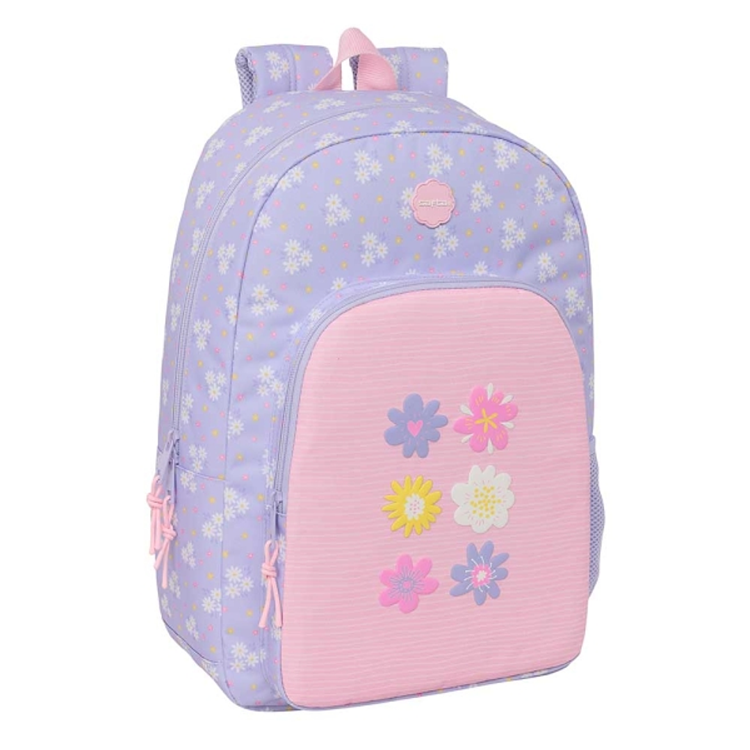 Safta Bouquet Mochila Adaptable a Carro - Tirador Doble - Bolsillo Frontal - Hombreras Acolchadas - Asa Superior - 19.3L - 300x140x460mm - Color Rosa  1