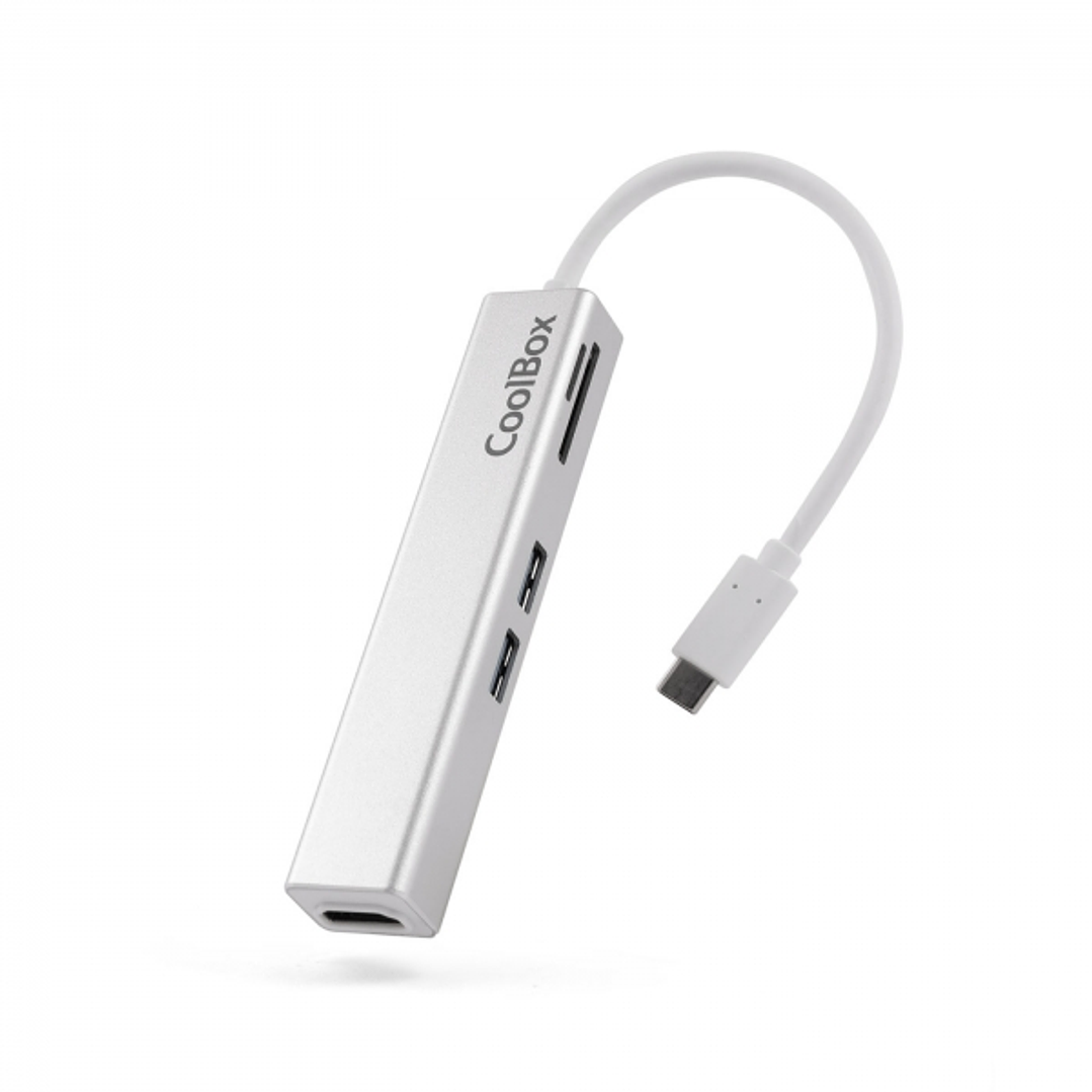 Coolbox miniDock 5 en 1 USB-C a HDMI /2xUSB3.0/1xMicroSD/1xSDPD - 0.14m - Color Gris Metalizado 1
