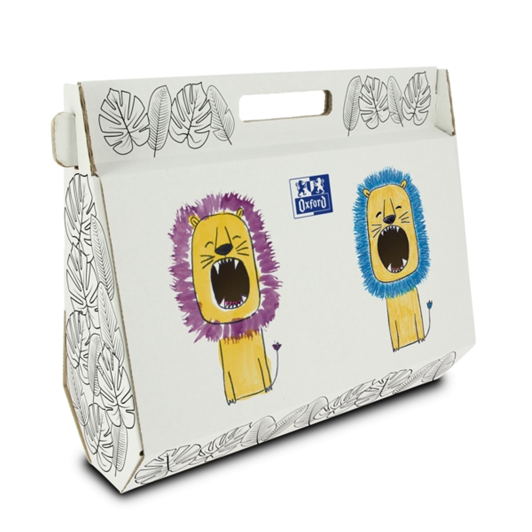 Oxford Lote Kids Pintura Caja Pintable - Incluye Bloc de Dibujo y Pintura - Estuche Kangoo - Temperas de Colores Variados 1