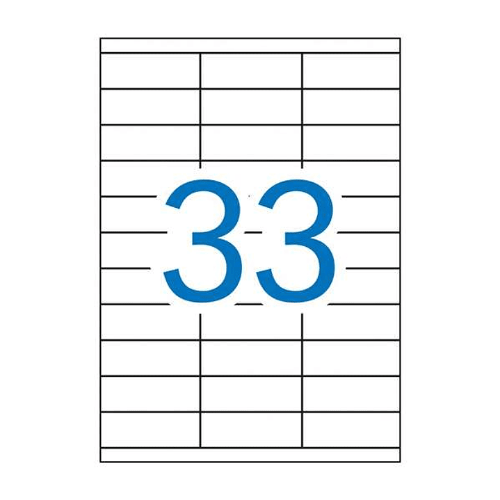 Apli Pack de 3.300 Etiquetas Rectangulares 70x25.4mm - 100 Hojas por 33 Etiquetas - Adhesivo Permanente - Cantos Rectos - Color Blanco 1