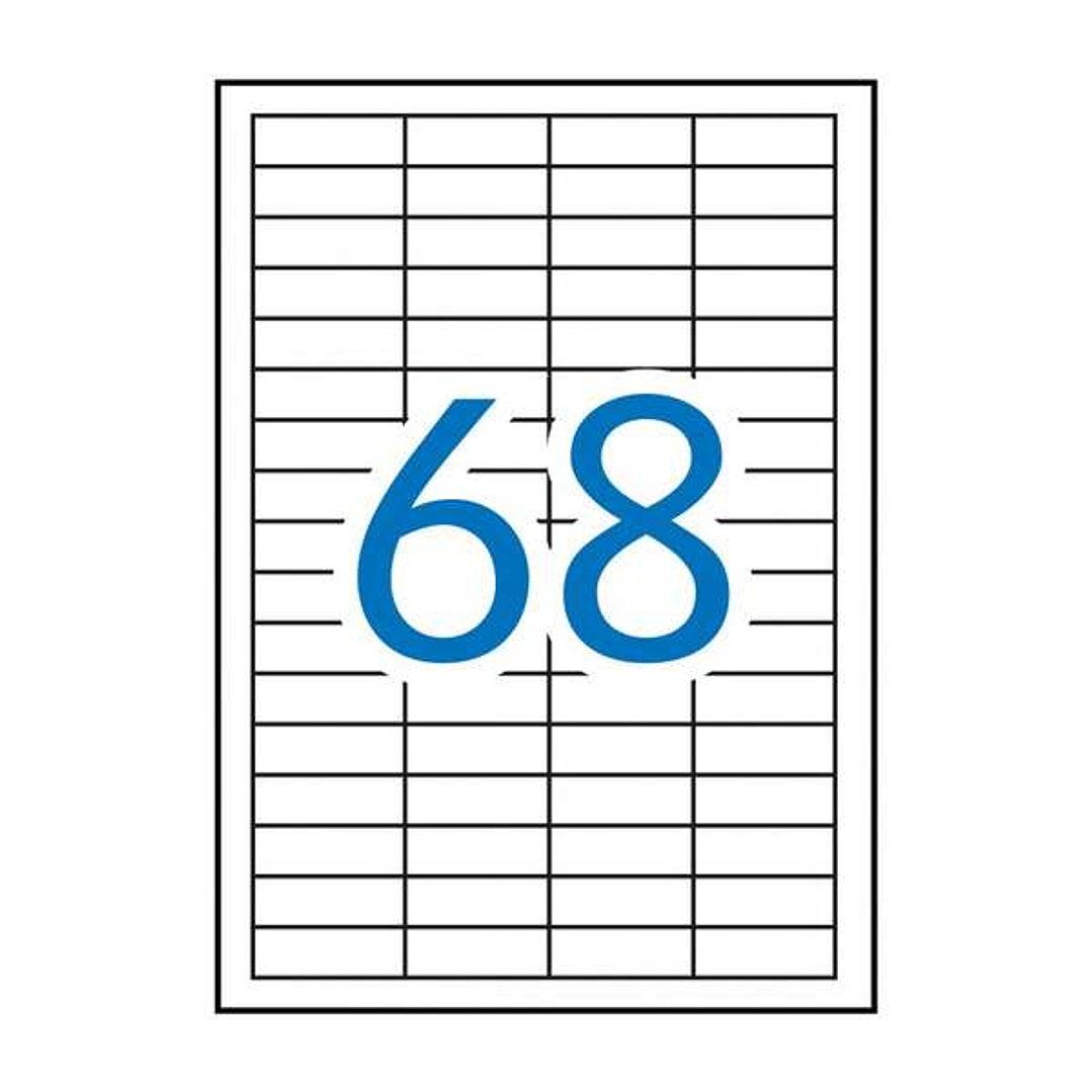 Apli Pack de 6.800 Etiquetas Rectangulares 48,5x16,9mm - 100 Hojas por 68 Etiquetas - Adhesivo Permanente - Cantos Rectos - Color Blanco 1