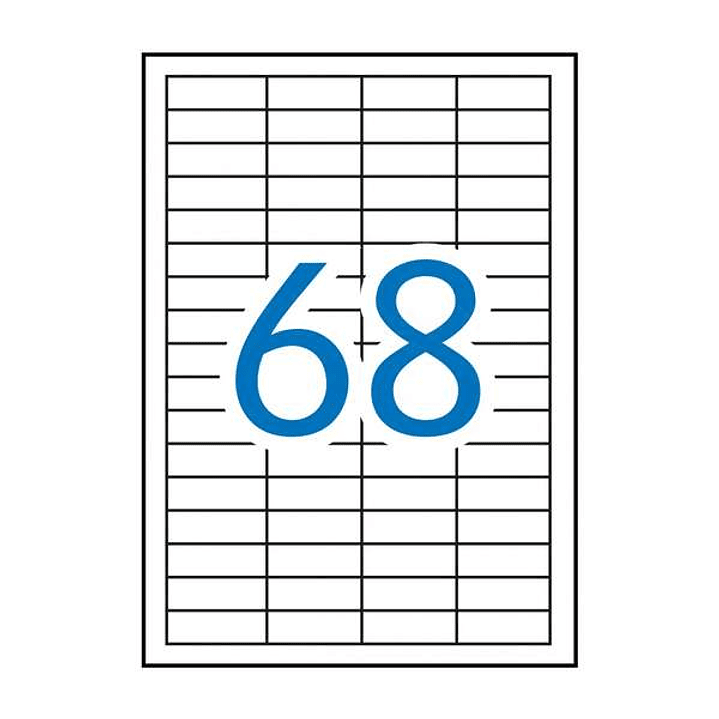 Apli Pack de 6.800 Etiquetas Rectangulares 48,5x16,9mm - 100 Hojas por 68 Etiquetas - Adhesivo Permanente - Cantos Rectos - Color Blanco 1