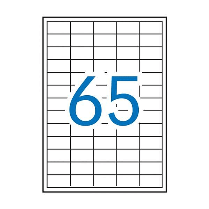 Apli Pack de 6.500 Etiquetas Rectangulares 38x21.2mm - 100 Hojas por 65 Etiquetas - Adhesivo Permanente - Cantos Rectos - Color Blanco 1