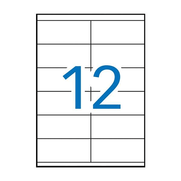 Apli Pack de 1.200 Etiquetas Rectangulares 105x48mm - 100 Hojas por 12 Etiquetas - Adhesivo Permanente - Cantos Rectos - Color Blanco 1