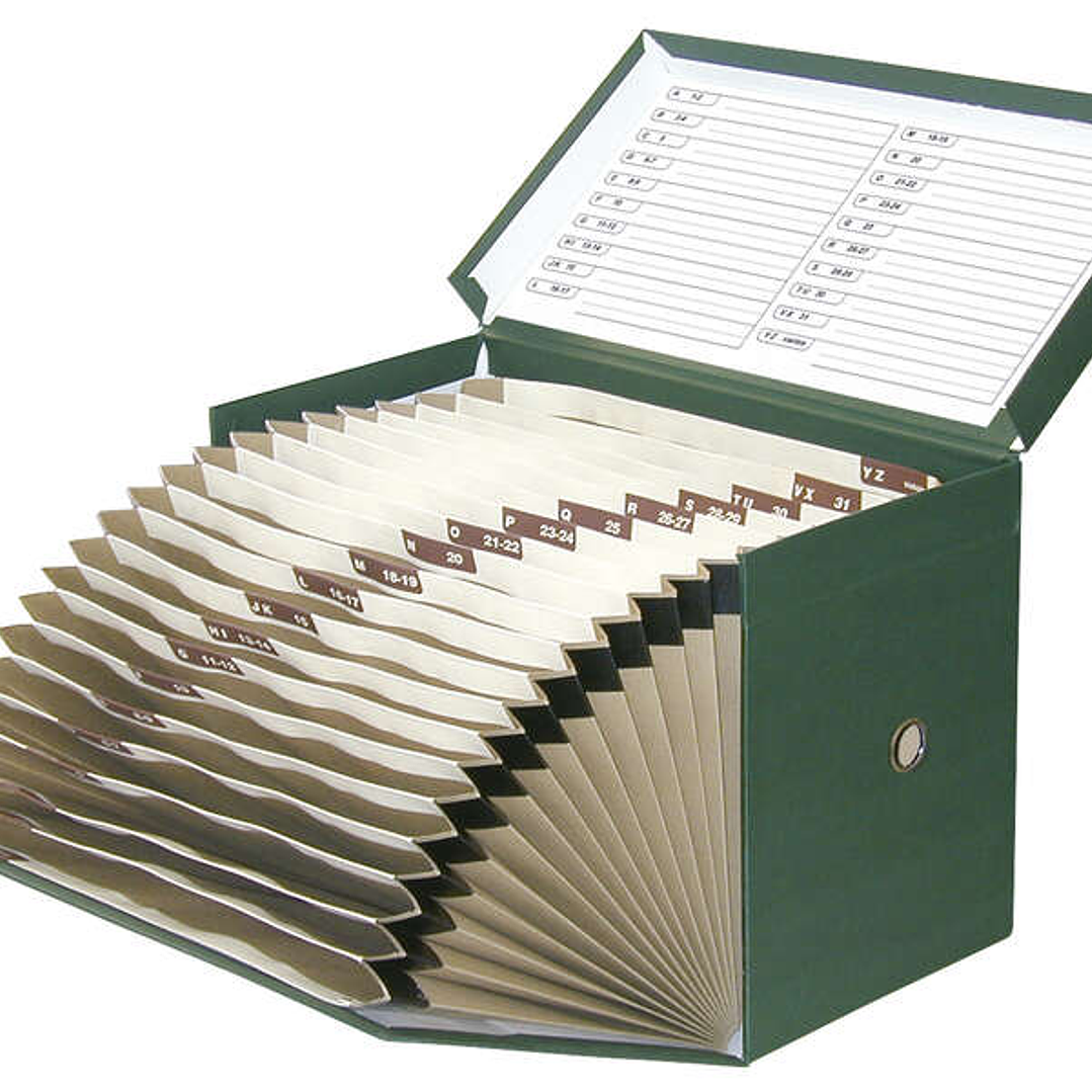 Elba Caja de Transferencia con Fuelle - Tamaño 25x38.5cm - Resistente y Duradera - Color Verde 1