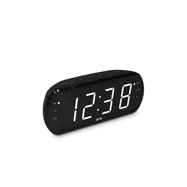 SPC Frodi View Radio Despertador Pantalla LED XL - Brillo Regulable - Boton Snooze - Almacena 20 Emisoras de Radio - Color Negro 1