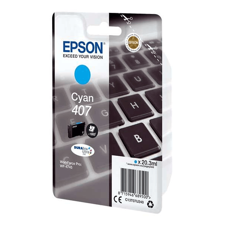 Epson 407 Cyan Cartucho de Tinta Original - C13T07U240 1
