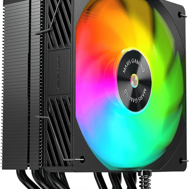 Mars Gaming MCPU-X5ARGB Disipador CPU con 280W de Potencia - Ventilador PWM de 120mm - Iluminacion ARGB - 5 Heatpipes HCT - Color Negro 1