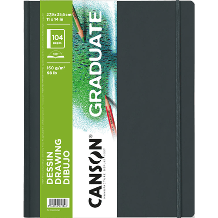 Canson Graduate Dibujo Cuaderno con 52 Hojas - 27.9x35.6cm - 160g - Grano Fino - Color Blanco 1