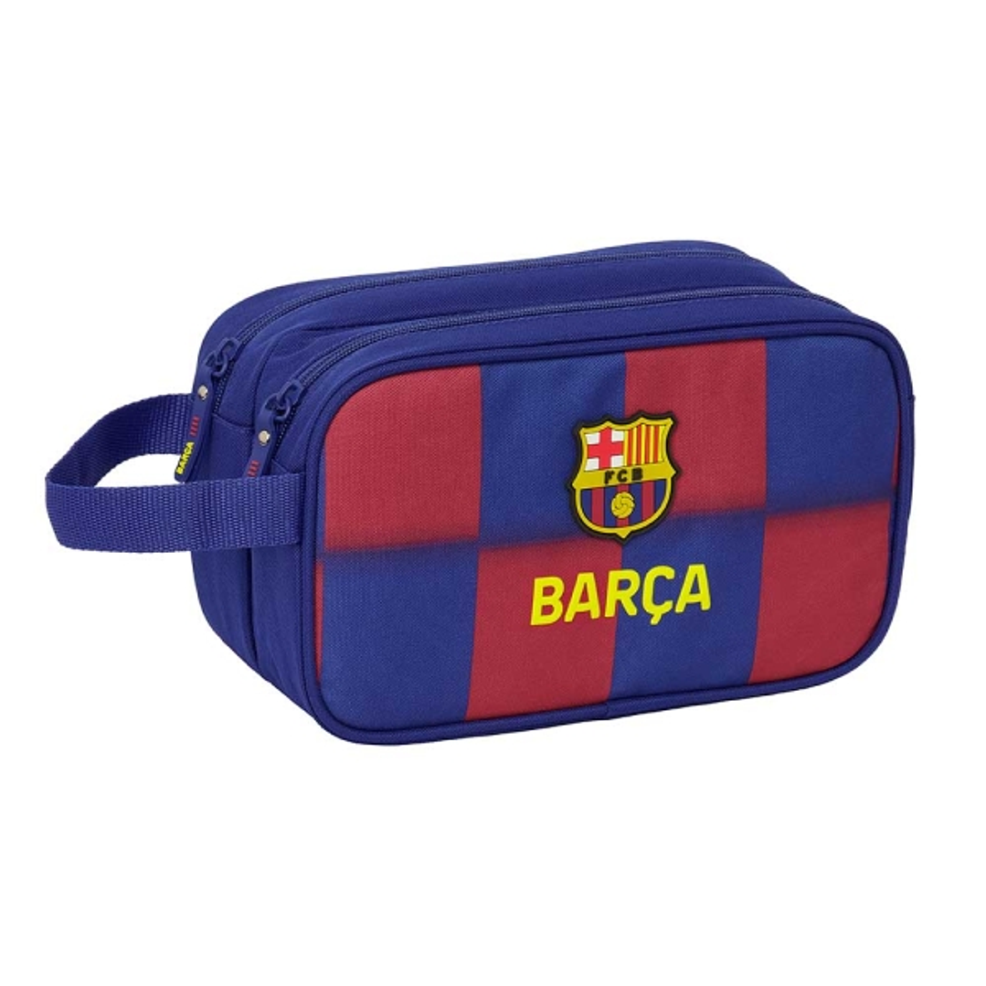 Safta F.C.Barcelona Neceser de 5L Portatodo - 2 Compartimentos - Asa de Mano - Cierre de Cremallera - 26x15x12.5cm - Color Rojo y Azul 1