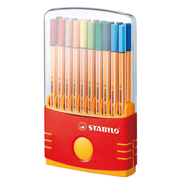 Stabilo Point 88 Pack de 20 Rotuladores de Punta Fina de Fibra - Trazo de 0.4mm. - Tinta con Base de Agua - Apto para Reglas y Plantillas - Colores Su 1