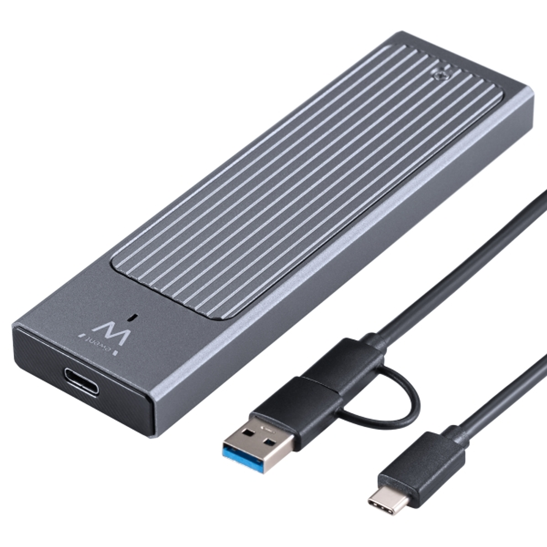 Ewent Caja Externa USB 3.2 USB-C - SSD, Cable USB C-C y USB C-A - Color Negro 1