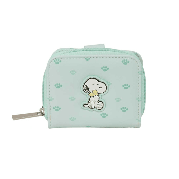 Safta Snoopy Monedero con Billetera - Compartimento con Iman - Cierre con Cremallera - 0.10L - 110x20x95mm - Color Menta 1