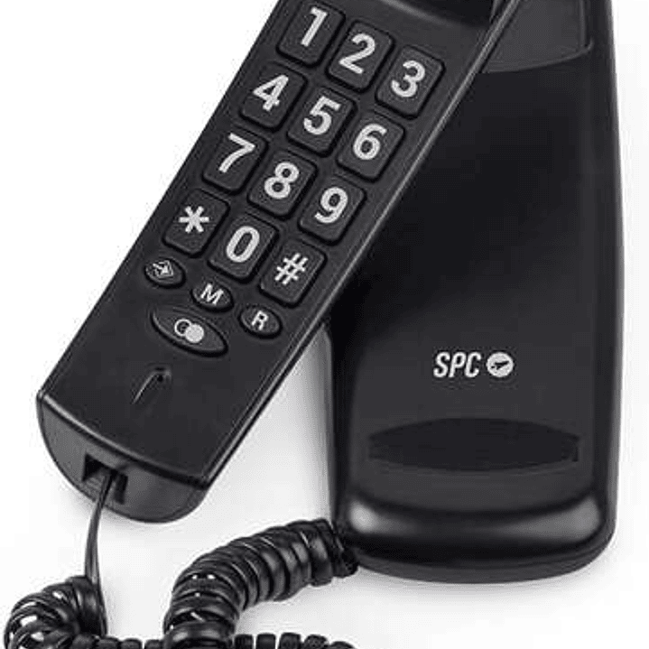 SPC Original Lite 2 Telefono Fijo - sin Pilas - sin Conexion a la Luz - Indicador Luminoso - 10 Memorias Indirectas - Compacto y Ligero - Color Negro 1