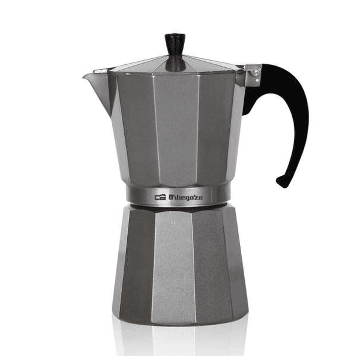 Orbegozo KFS 1220 Cafetera de Aluminio Silver - Prepara Cafe Creativo y Delicioso en Minutos - Capacidad para Seis Tazas - Asa Ergonomica y Valvula de 1