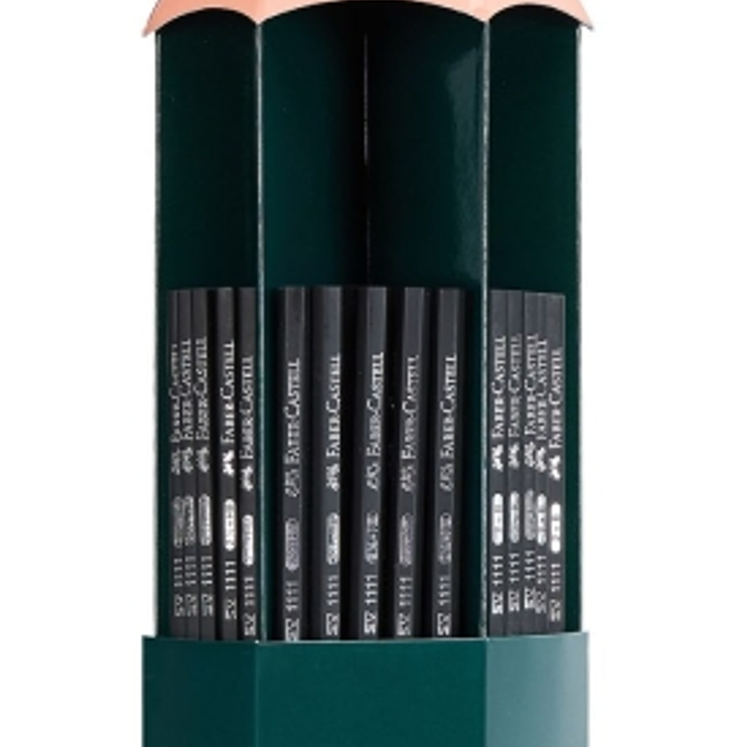Faber-Castell Castell 1111 Expositor con 120 Lapices de Grafito - Grados de dureza Surtidos - Mina Resistente a la Rotura - Cuerpo con Acabado en Negr 1