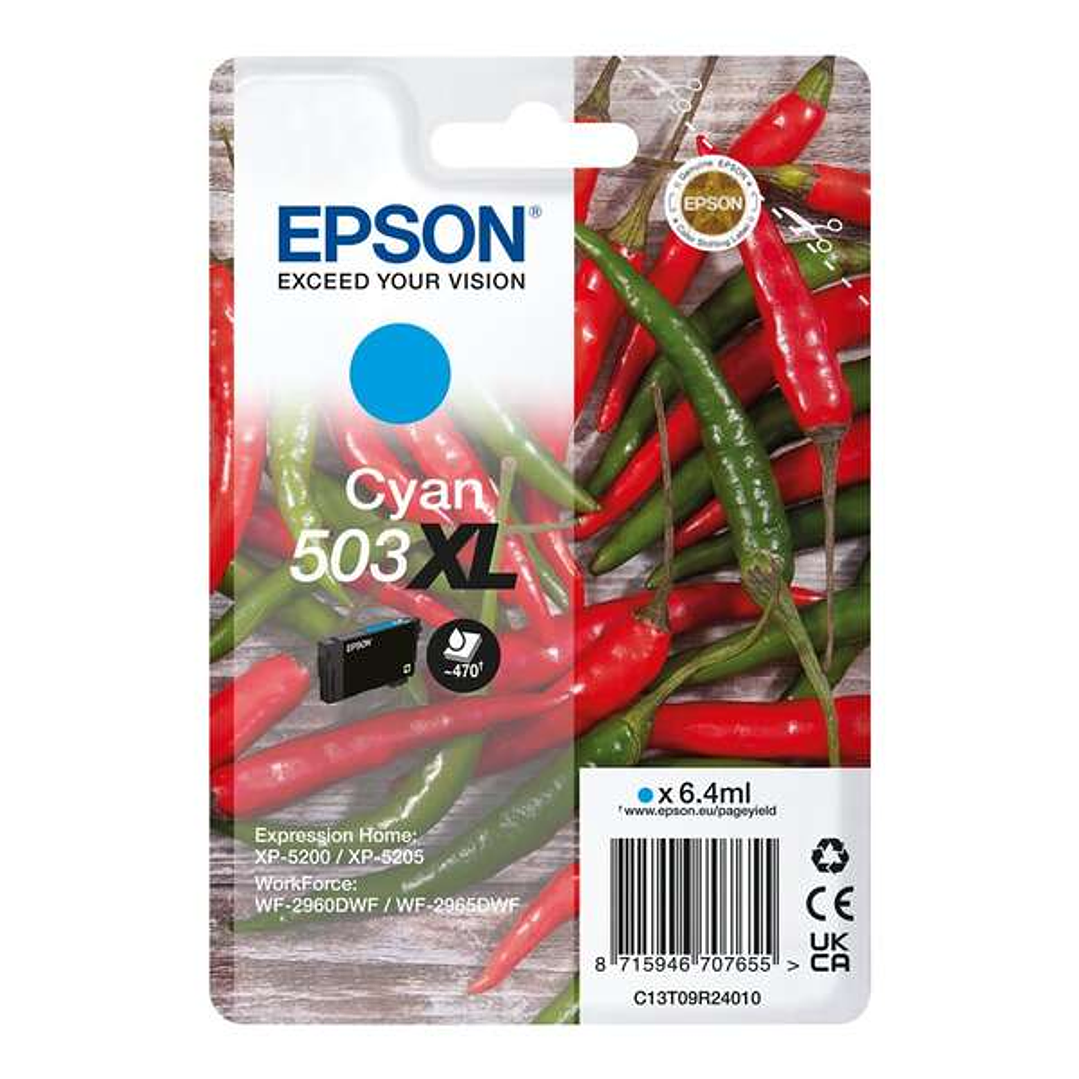 Epson 503XL Cyan Cartucho de Tinta Original - C13T09R24010 1