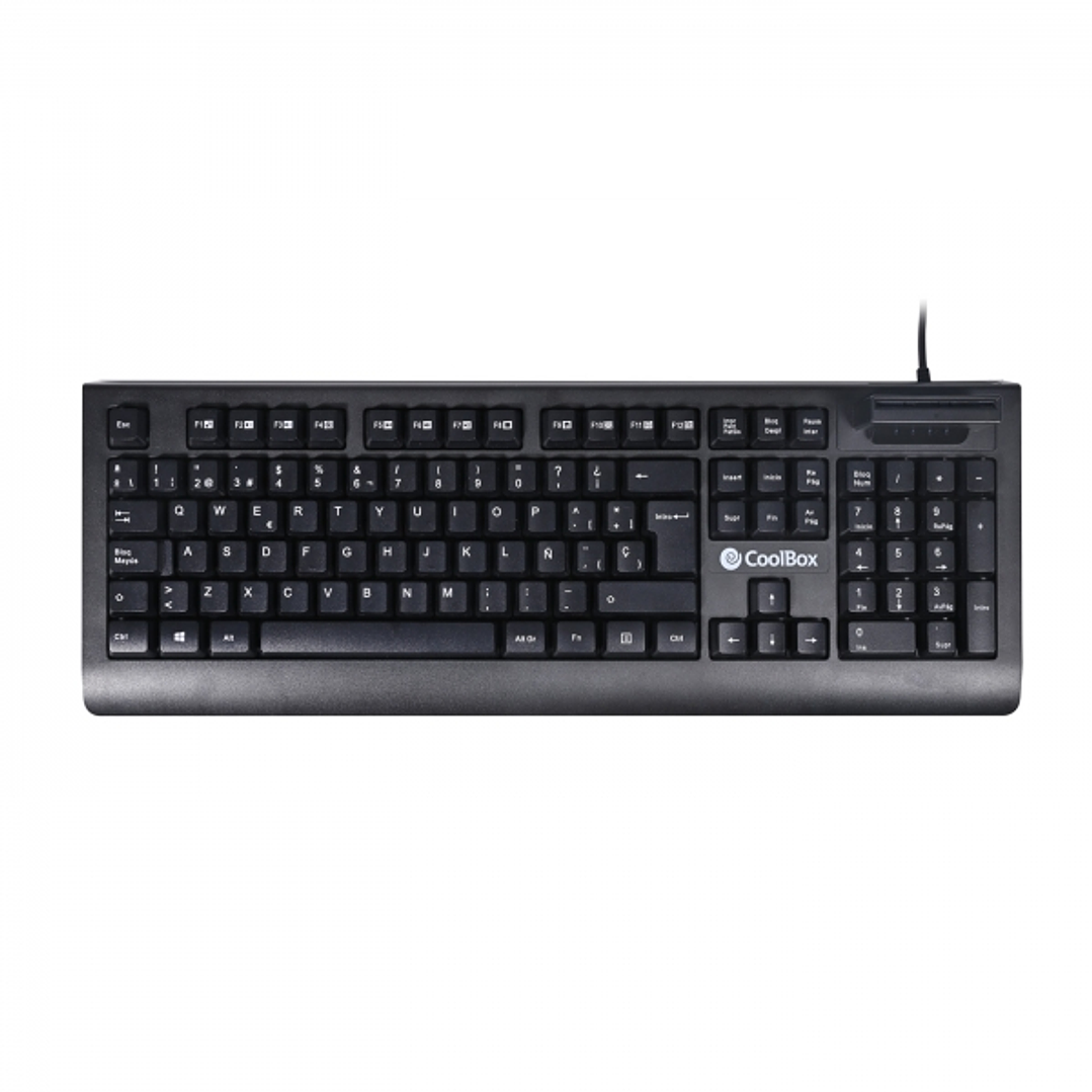 Coolbox TEC04DNI Teclado USB con Lector Inteligente de Tipo PC/SC 2.0 como DNIe o Tarjeta Sanitaria Española - Idioma Español - Color Negro 1