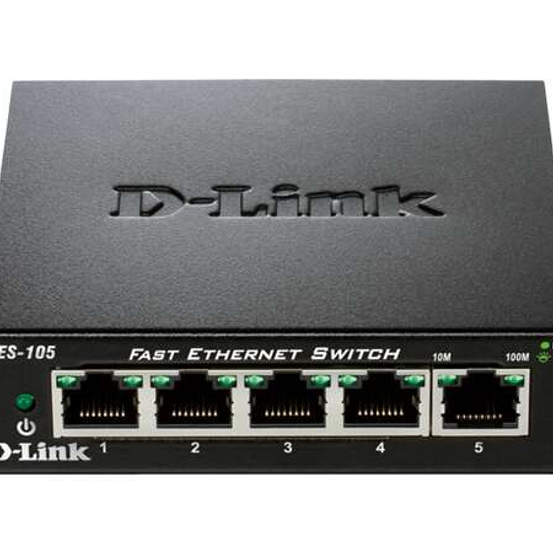 D-Link Switch 5 Puertos Fast Ethernet Gigabit 10/100 Mbps 1