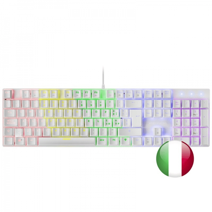 Mars Gaming MK422 Teclado Gaming Mecanico - Iluminacion RGB 12 Modos - Teclas Imborrables - Switches Antipolvo - Funciones Multimedia - Multiplataform 1