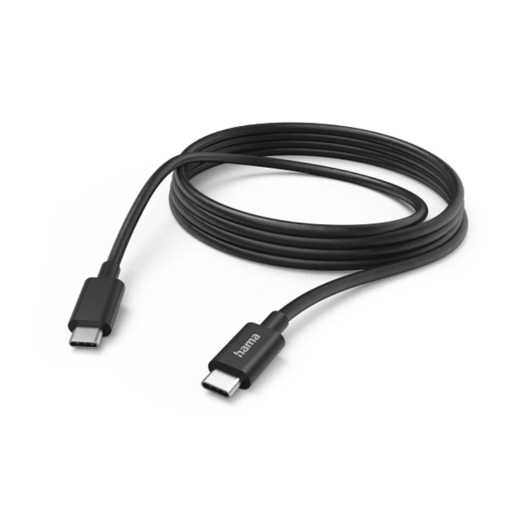 Hama Cable USB-C Macho - Potencia Maxima 60W - Longitud 3m - Velocidad hasta 480Mbps - Niquelado - Color Negro 1