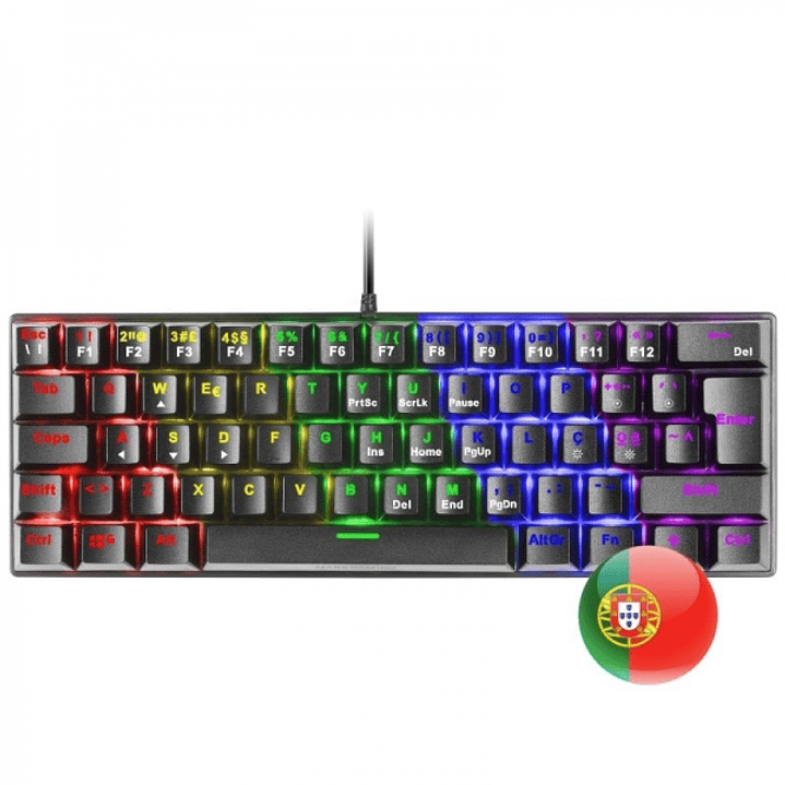 Mars Gaming MK60 Teclado Gaming Mecanico - Ultra-compacto 60% - Iluminacion RGB - Switches Antipolvo - Anti-ghosting Avanzado - Multiplataforma - Port 1