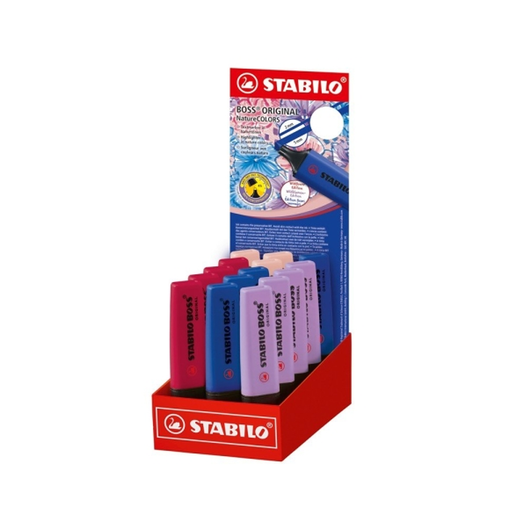 Stabilo Boss Naturecolors Wildflower Edition Expositor con 15 Marcadores - Trazo entre 2 y 5mm - Tinta con Base de Agua - Colores Azul Marino, Coloret 1