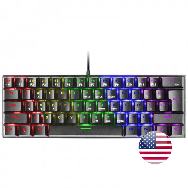 Mars Gaming MK60 Teclado Gaming Mecanico - Ultra-Compacto 60% - Iluminacion RGB - Switches Antipolvo - Teclas Imborrables - Anti-Ghosting Avanzado - U 1