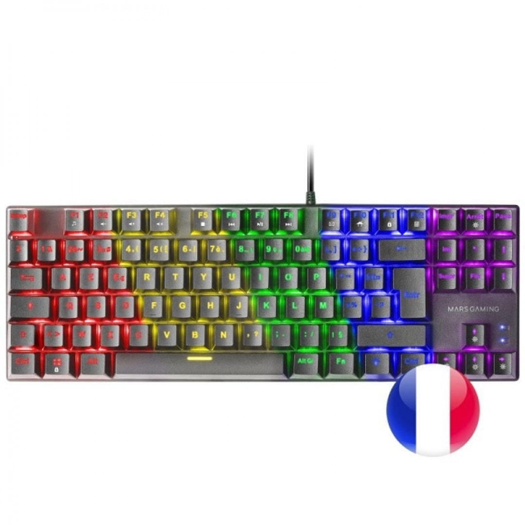 Mars Gaming MK80 Teclado Gaming Mecanico - TKL Compacto - Iluminacion RGB - Teclas Imborrables - Switches Antipolvo - Multiplataforma - Modo Juego - A 1