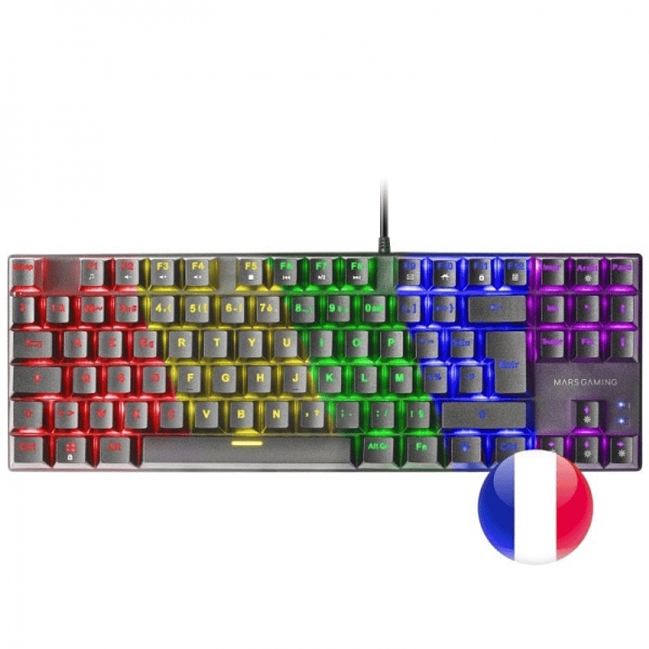 Mars Gaming MK80 Teclado Gaming Mecanico - TKL Compacto - Iluminacion RGB - Teclas Imborrables - Switches Antipolvo - Multiplataforma - Modo Juego - A 1