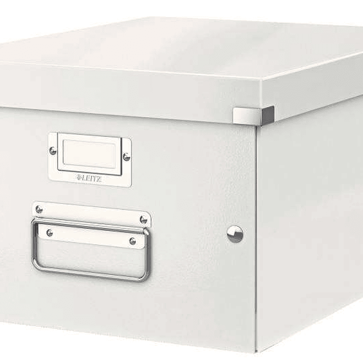 Leitz Click & Store WOW Caja Organizadora Mediana - Asas de Metal - 85% Carton Reciclado - Hasta 9kg de Capacidad - Color Blanco 1