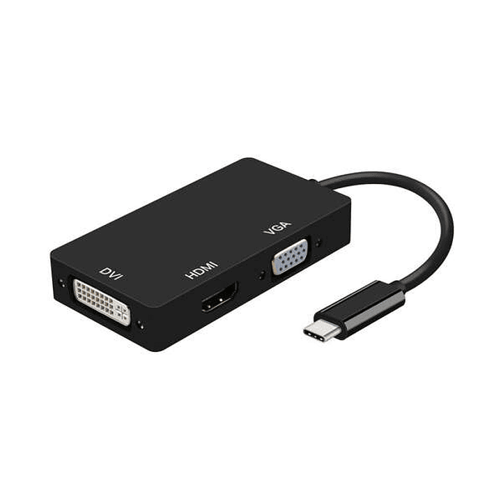Aisens Conversor USB-C a DVI/HDMI/VGA - USB-C/M-DVI/H-HDMI/H-VGA/H - 15cm - Color Negro 1