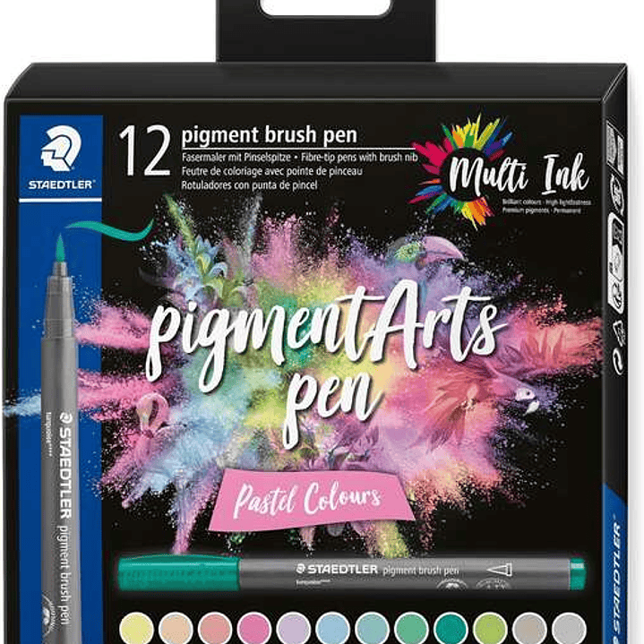 Staedtler 371 Pack de 12 Rotuladores Punta de Pincel Suave - Colores Vivos y Brillantes - No Amarillea con el Paso del Tiempo - Nueva Tinta Multi Ink  1