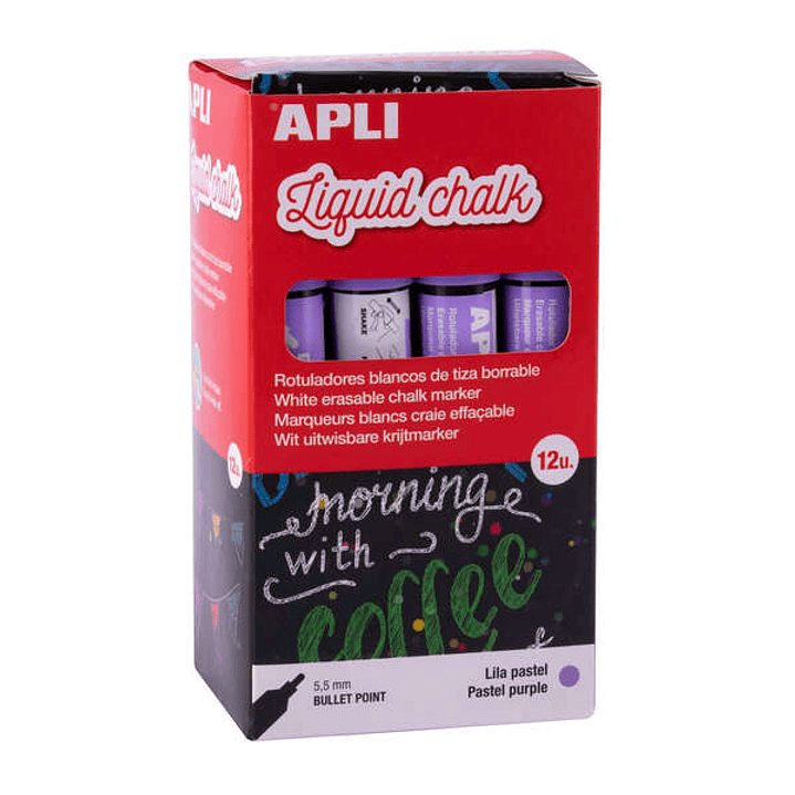 Apli Pack de 12 Rotuladores de Tiza Liquida - Punta Redonda - Ideal para Pizarras, Plastico, Vinilos, Metal, Etc - Facil de Borrar - Secado Rapido - C 1
